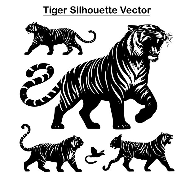 Colección de vectores de silueta de tigre