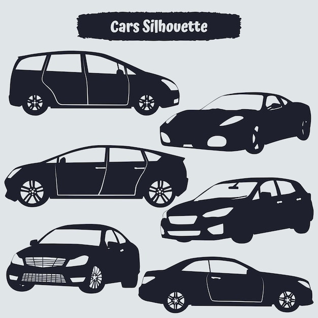 Colección de vectores de siluetas de coches modernos
