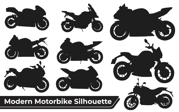 Colección de vectores de siluetas de motos modernas