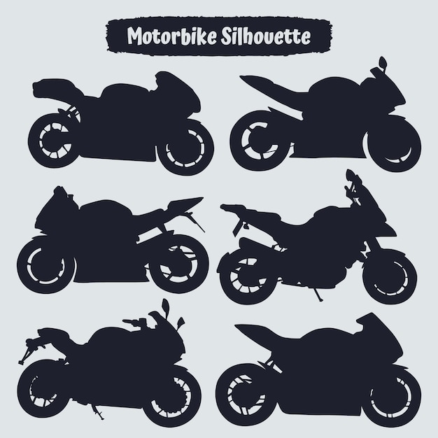 Colección de vectores de siluetas de motos modernas