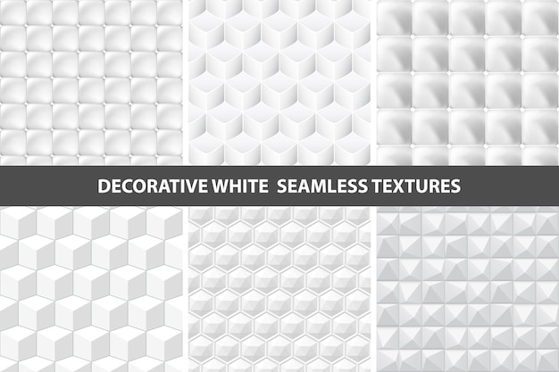 Colección de vectores de texturas inconsútiles blancas decorativas