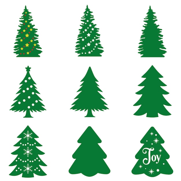 Colección de vectores de varios árboles de Navidad