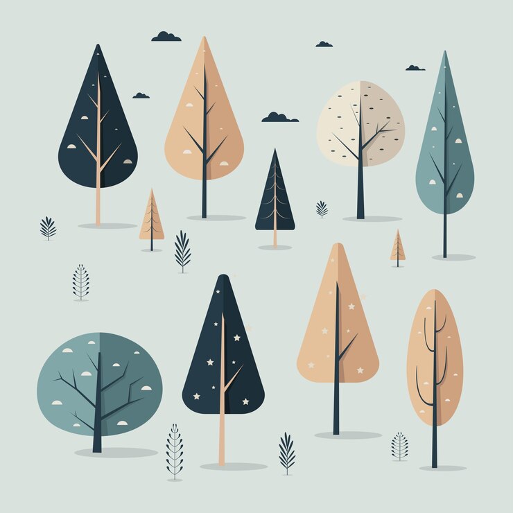 Colección vectorial de árboles en invierno