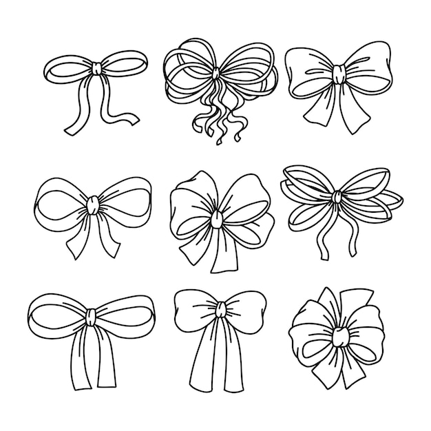 Colección vectorial de arcos dibujados a mano en blanco