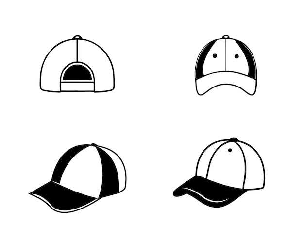 Colección vectorial de arte de clip de gorra de béisbol Cap deportivo aislado americano