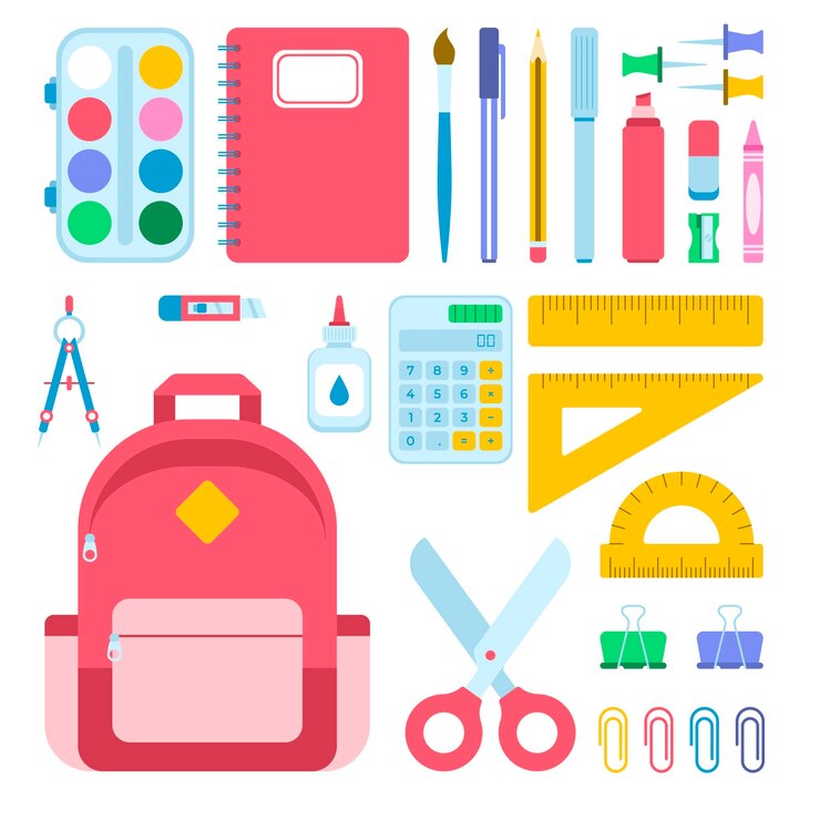Vector colección vectorial de artículos escolares para la educación