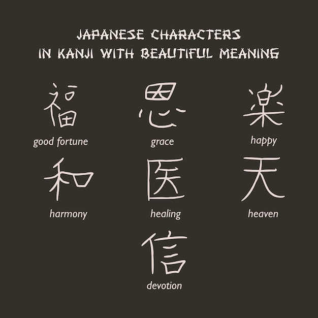 colección vectorial de caracteres kanji japoneses