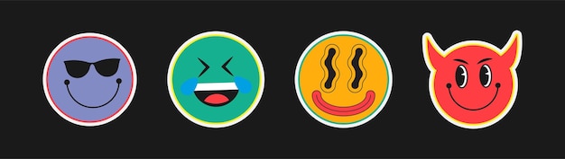 Colección vectorial de caras emoji de colores