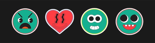 Colección vectorial de caras emoji de colores