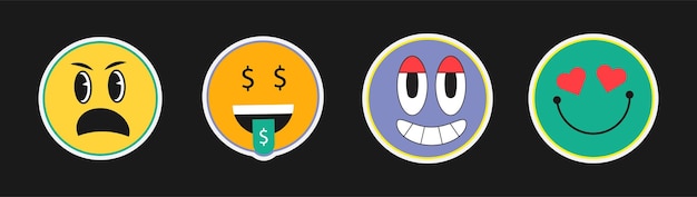 Colección vectorial de caras emoji de colores