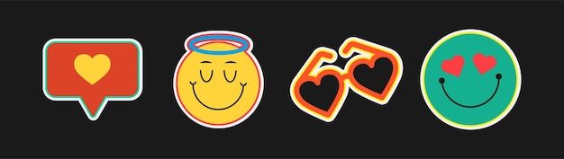 Colección vectorial de caras emoji de colores