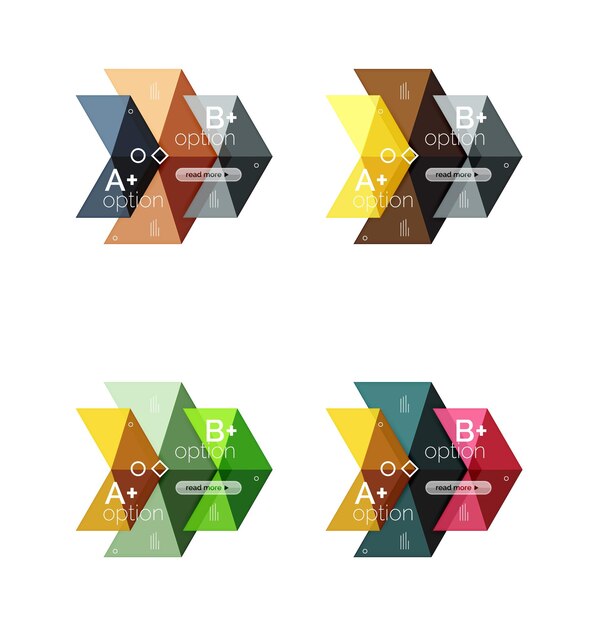 Colección vectorial de coloridas formas geométricas pancartas infográficas fondos para diagrama de diseño de flujo de trabajo opciones de número o diseño web