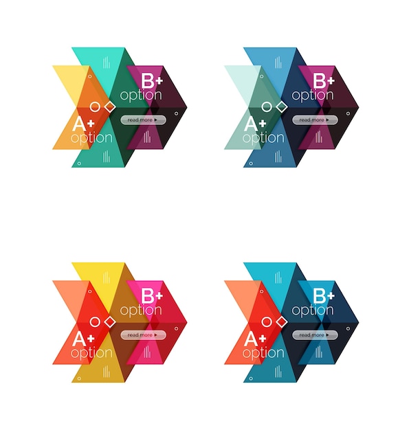 Colección vectorial de coloridas formas geométricas pancartas infográficas fondos para diagrama de diseño de flujo de trabajo opciones de número o diseño web
