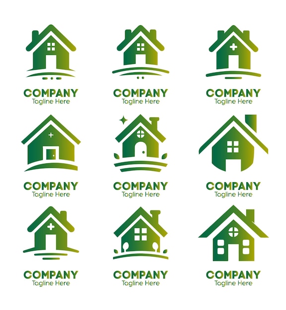 Colección vectorial de conceptos de diseño de logotipos abstractos para el hogar