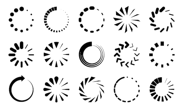 Colección vectorial de conjunto de iconos de carga Elementos de diseño de círculo