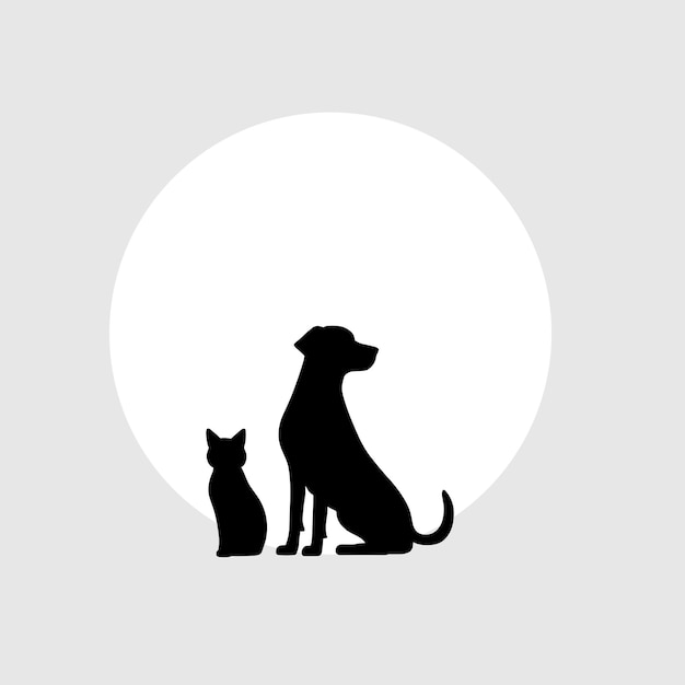 Colección vectorial de conjuntos de siluetas de perros y gatos
