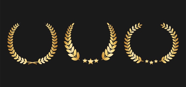 Colección vectorial de la corona de laurel dorado para premios y logros