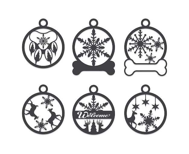 colección vectorial de decoración de adornos de Navidad con diseño plano de bola de Navidad