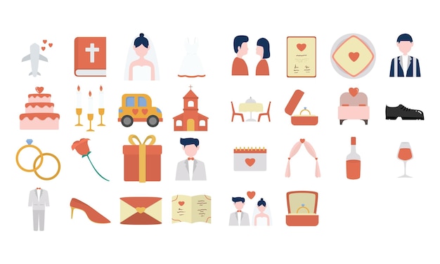 Colección vectorial del día de la boda