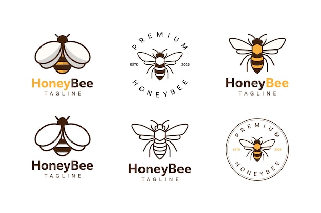 Colección vectorial de diseños de logotipos de abejas o apicultura