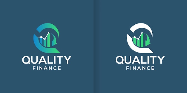 colección vectorial de diseños de logotipos de gráficos financieros con la creativa letra Q