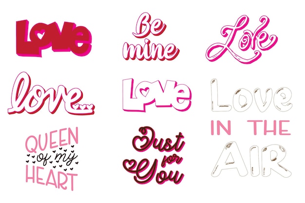 Colección vectorial de diseños vectoriales de escritura a mano para el día de San Valentín