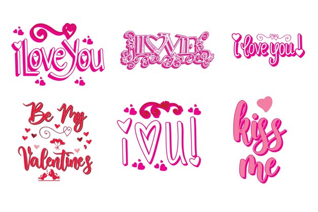 Colección vectorial de diseños vectoriales de escritura a mano para el día de San Valentín