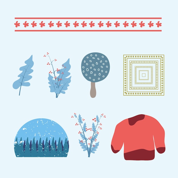 Vector colección vectorial de elementos decorativos de invierno invierno vacaciones elementos de invierno diseño conjunto de invierno