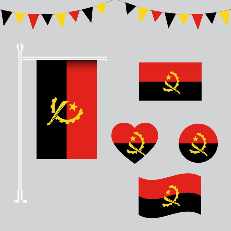 colección vectorial de emblemas e íconos de Angola en diferentes formas
