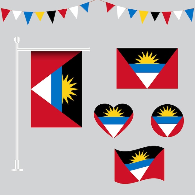 Colección vectorial de emblemas e iconos de antigun y barbuda en diferentes formas