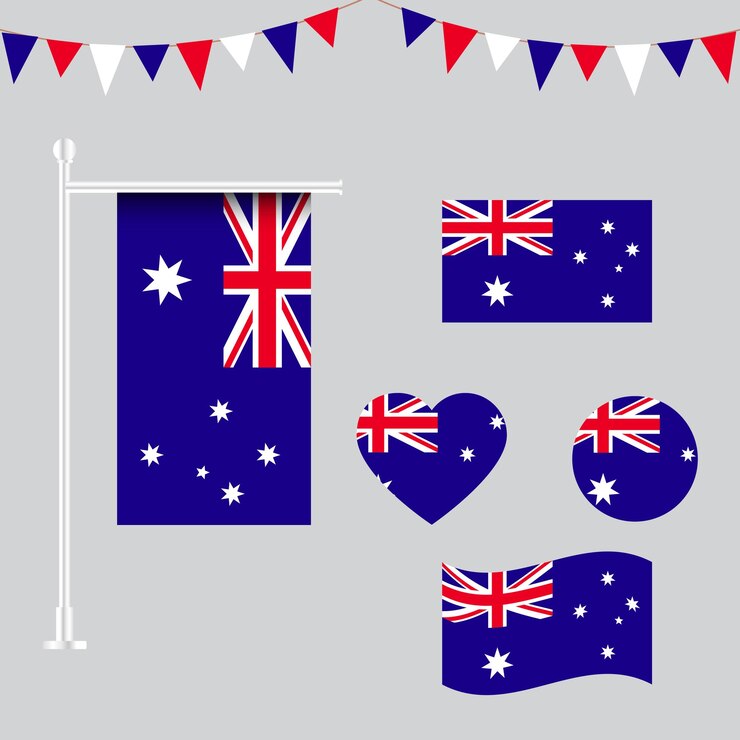 colección vectorial de emblemas e íconos de Australia en diferentes formas