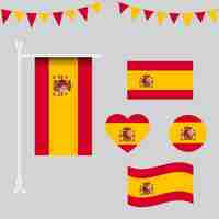 Vector colección vectorial de emblemas e iconos de la bandera de españa en diferentes formas