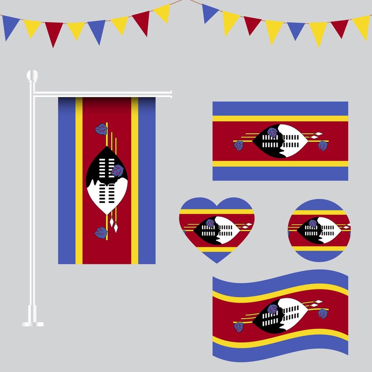 colección vectorial de emblemas e íconos de la bandera de Eswatini en diferentes formas