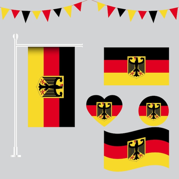 Vector colección vectorial de emblemas e íconos de la bandera del gobierno federal de alemania en diferentes formas