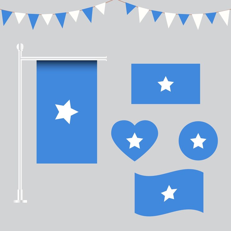 Colección vectorial de emblemas e iconos de la bandera de Somalia en diferentes formas