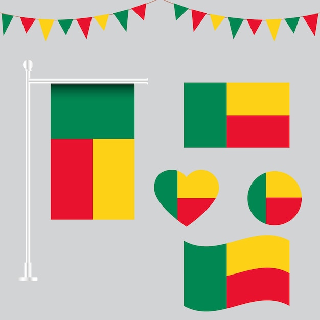 colección vectorial de emblemas e íconos de Benin en diferentes formas