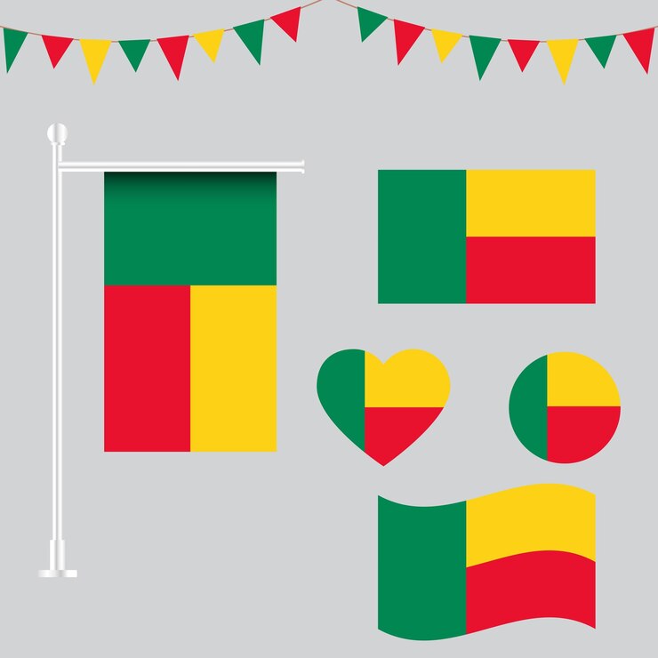 colección vectorial de emblemas e íconos de Benin en diferentes formas