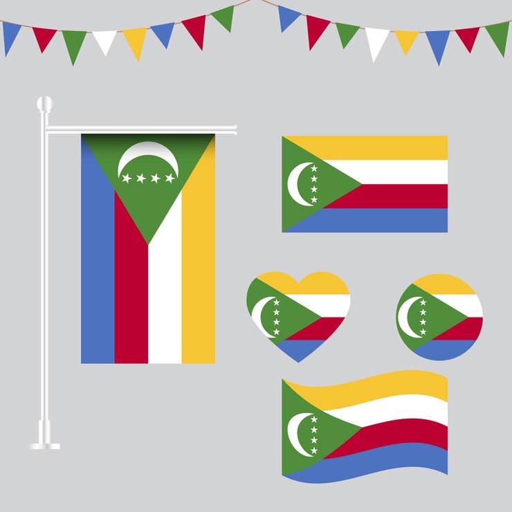 colección vectorial de emblemas e iconos de Comoras en diferentes formas