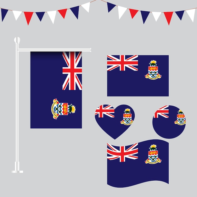 colección vectorial de emblemas e íconos de las islas caimán en diferentes formas