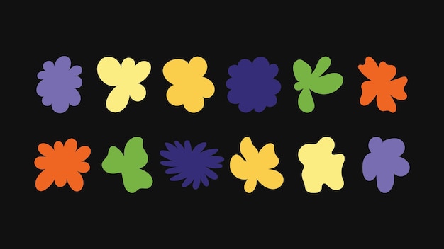 Colección vectorial de estrellas abstractas dibujadas a mano, flores, insignias y garabates geométricos, perfectas para marcas, diseños de envases, impresiones de moda y publicaciones en las redes sociales.