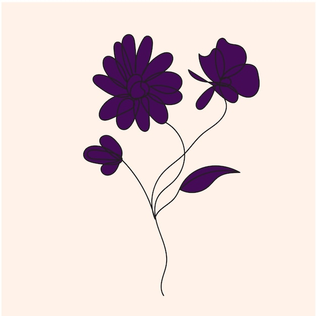 Colección vectorial de flores planas de primavera
