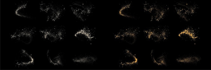 Vector colección vectorial de fondo de confeti de color blanco grunge y brillo dorado brillante