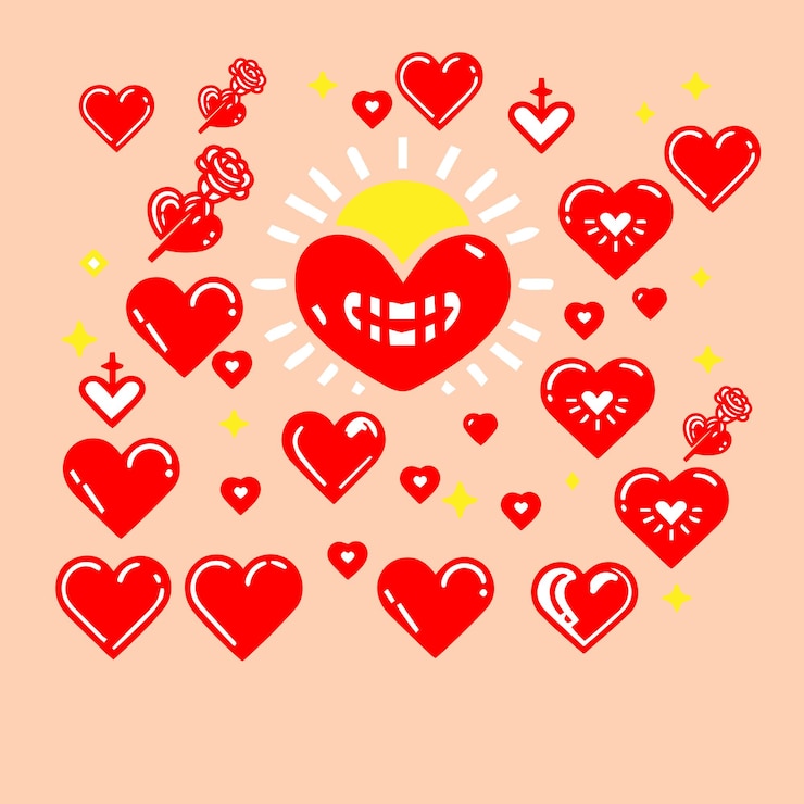 Colección vectorial gratuita de iconos de corazones ilustrados