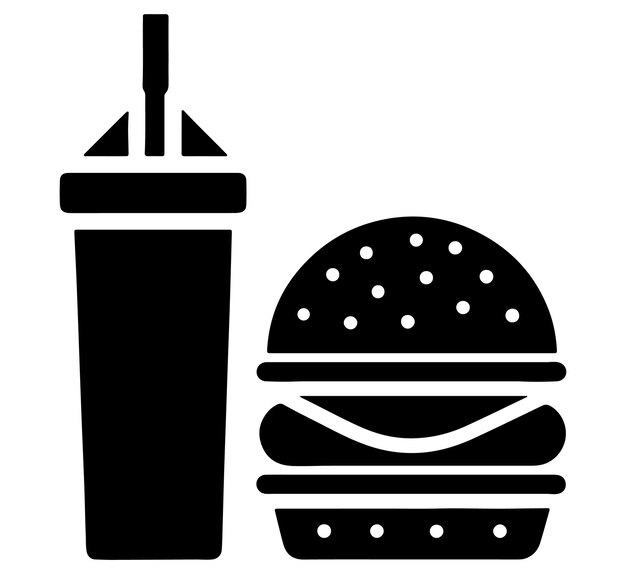 Colección vectorial de iconos de dibujos animados de comida rápida Pizza hamburguesa pierna de pollo perrito caliente patatas fritas taza de soda
