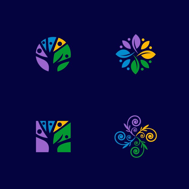 Colección vectorial de iconos de hojas de colores