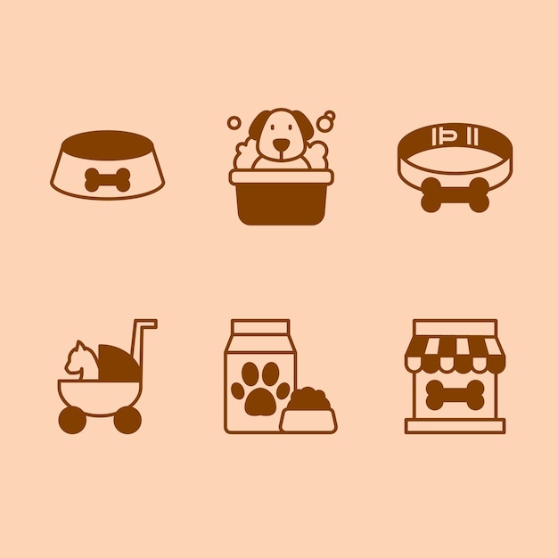 Colección vectorial de íconos de mascotas