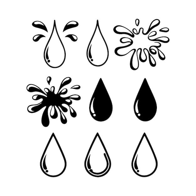 Colección vectorial de íconos de salpicaduras y gotas líquidas