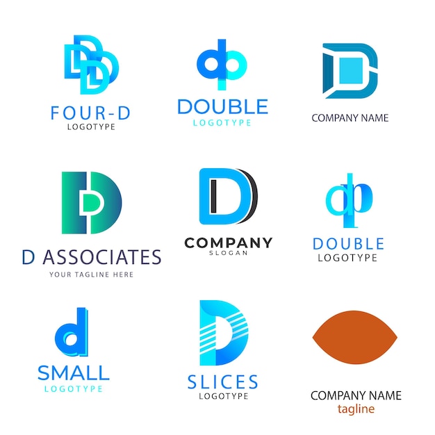 Colección vectorial libre de diferentes logotipos de gradiente d