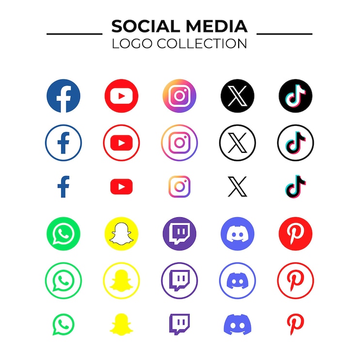 Vector colección vectorial de logotipos de las redes sociales