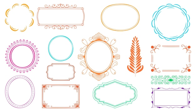 Colección vectorial de marcos vintage decorativos y ornamentales